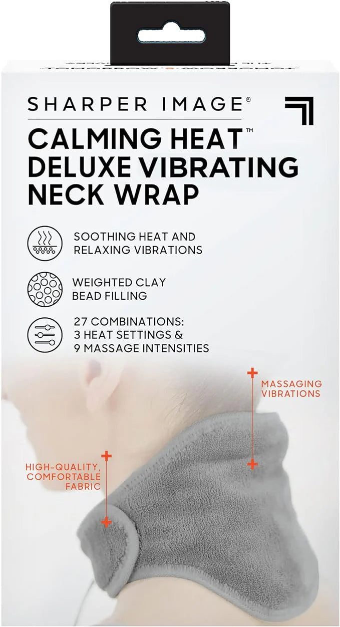 Calm Heating And Massaging Neck Wrap With Vibration Therapy 3 Heat Levels 3 Massage Modes For Pain And Stress Relief