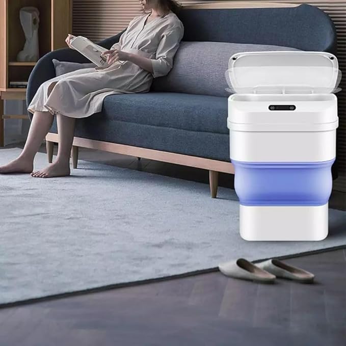 Smart Sensor Folding Infrared Trash Can مستشعر ذكي قابل للطي يعمل بالأشعة تحت الحمراء